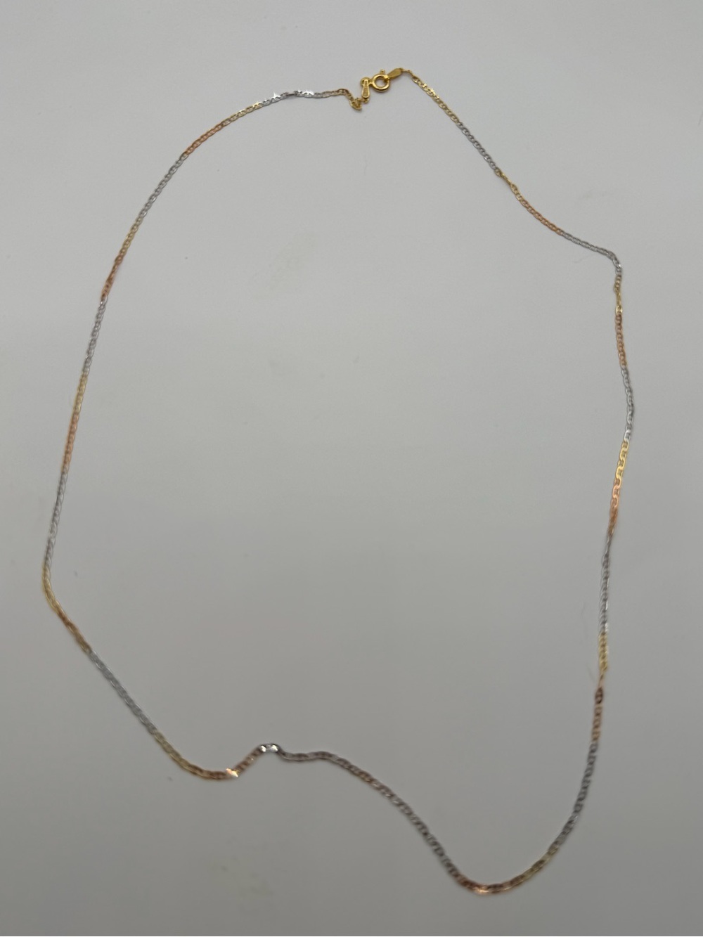 Sterling Silver Tri metal Necklace - Gold, Silver, Rose Gold